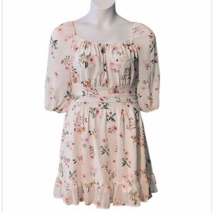 NWT Cherry Blossom Print Cinch Tie Back Mini Dress ~XXL